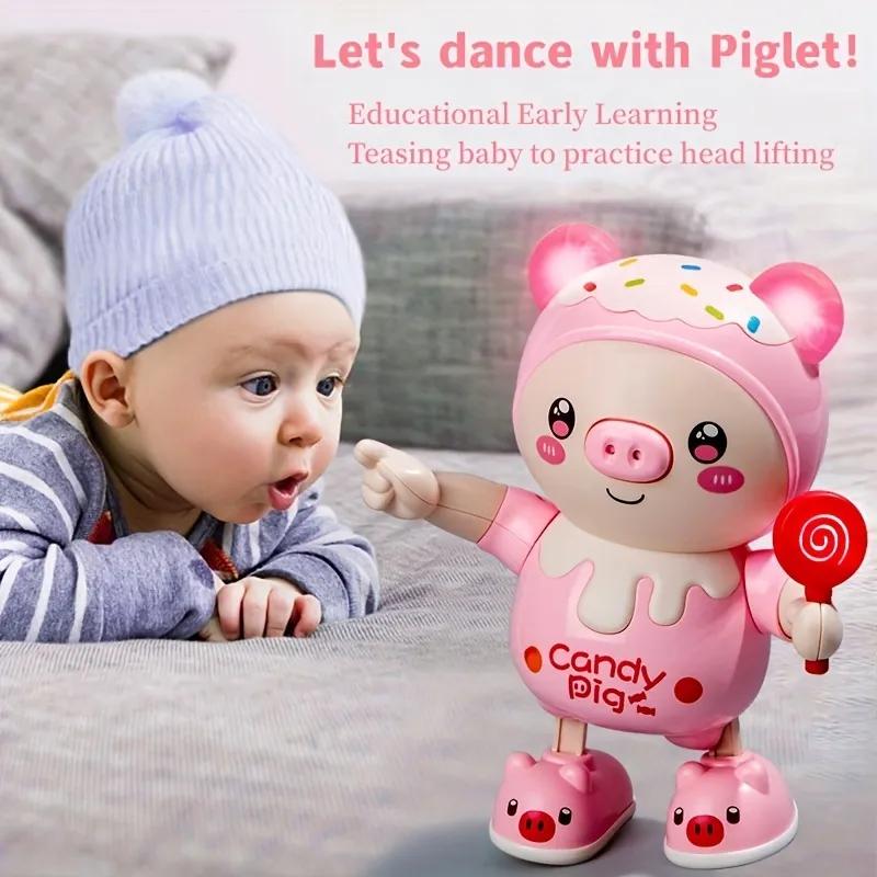 Upgraded Electronic Pets Pig Dancing Toy Doll, Electric Lighting Music Twisting Swing Left And Right Walking Cute Pi
